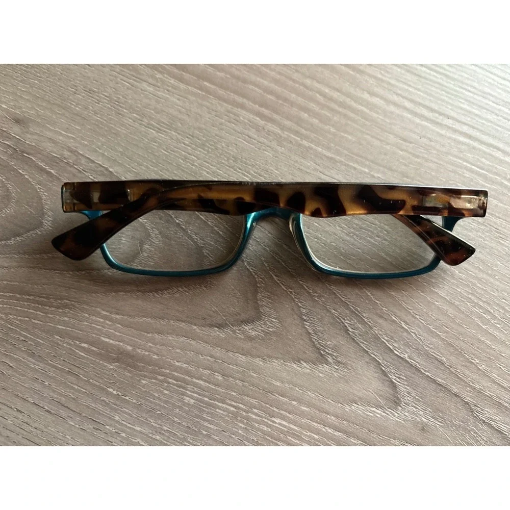 M+ Readers Colleen Tort Reading FRAMES Tortoiseshell‎ Teal Rectangular Grandma